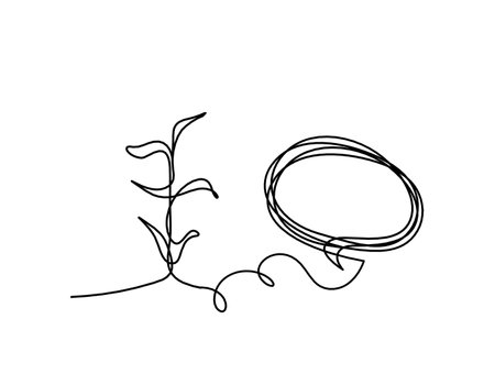 Abstract sprout with comment as line drawing on the white backgroundのイラスト素材