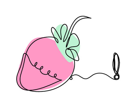 Drawing line of color strawberry and exclamation mark on the white backgroundの写真素材