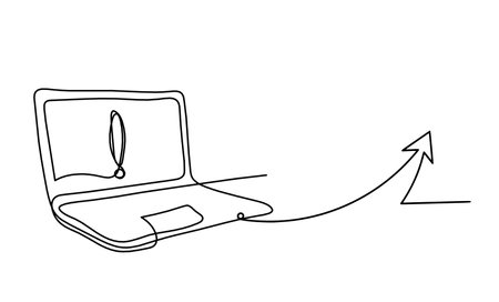 Abstract laptop and direction as line drawing on white backgroundのイラスト素材