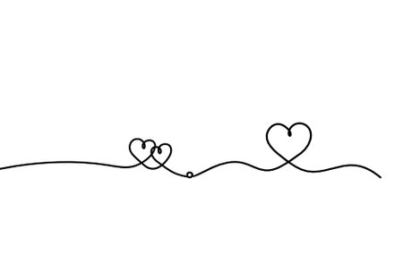 Abstract hearts with heart as continuous line drawing on white backgroundのイラスト素材