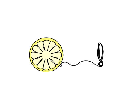 Color drawing line lemon with exclamation mark on the white backgroundの写真素材