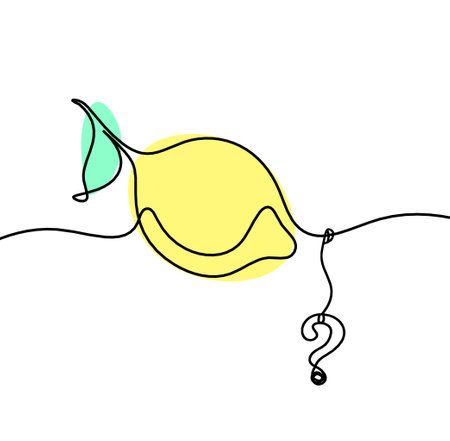 Color drawing line lemon with question mark on the white backgroundの写真素材