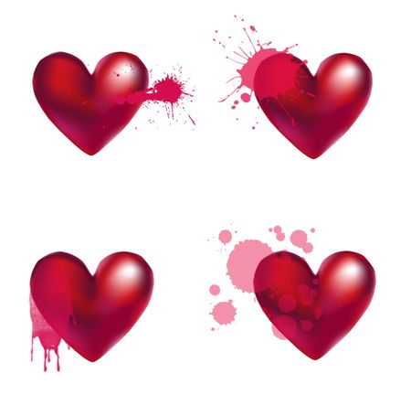 A set of broken hearts and bloodの写真素材