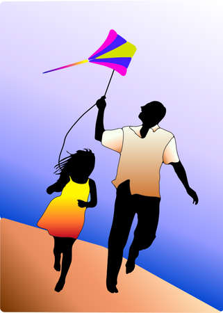 silhouette of dad with son.Happy family の写真素材