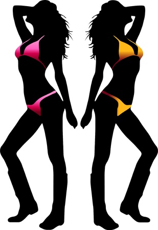 Bikini woman silhouetteのイラスト素材