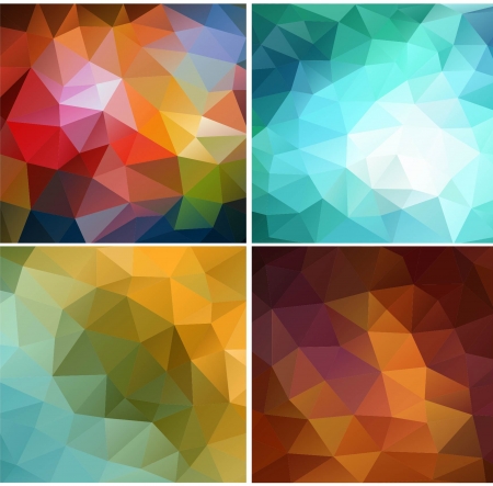 Set of four colorful abstract geometric backgroundのイラスト素材