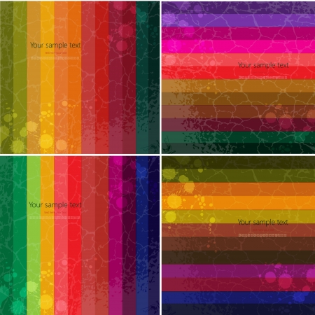 Set of four Colourful line background.Strips background can be used for wallpaper, web page background,surface textures and so onのイラスト素材