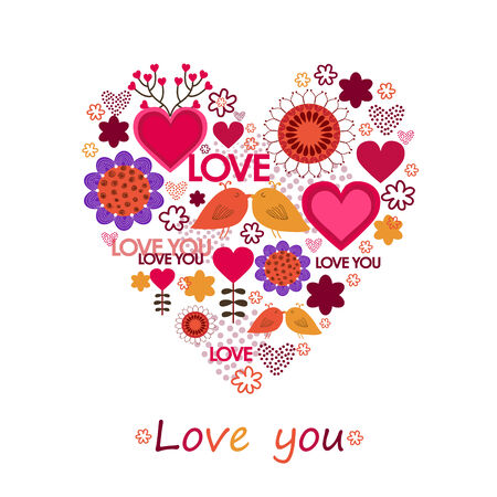 Happy Valentine's Day Greeting card. Love background.Vector illustrationのイラスト素材