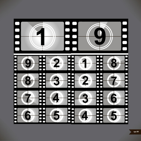 Film countdown numbers. Vector Illustrationのイラスト素材