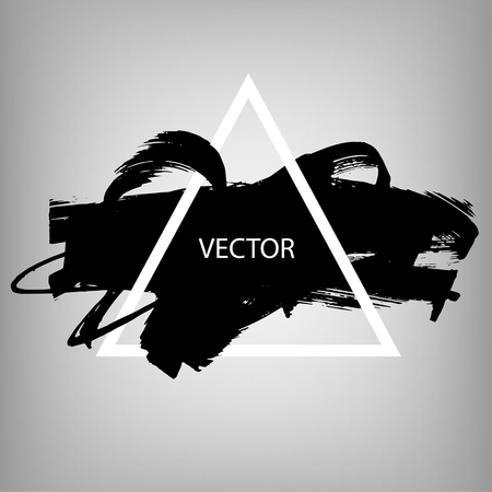 Vintage Splash banner. Grunge Urban Background.  Hand drawn Black brush stroke and texture. Underline and border design.  Brush black paint ink stroke over square frame.のイラスト素材