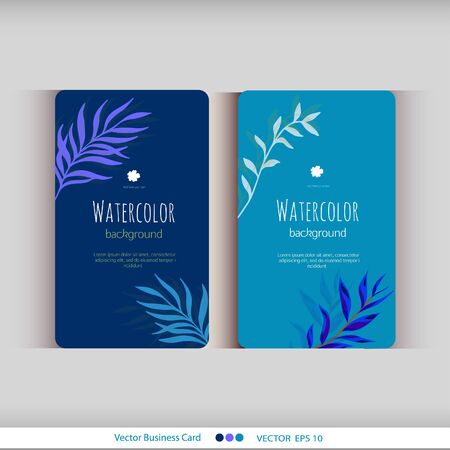 Set of blue floral watercolor cards.のイラスト素材