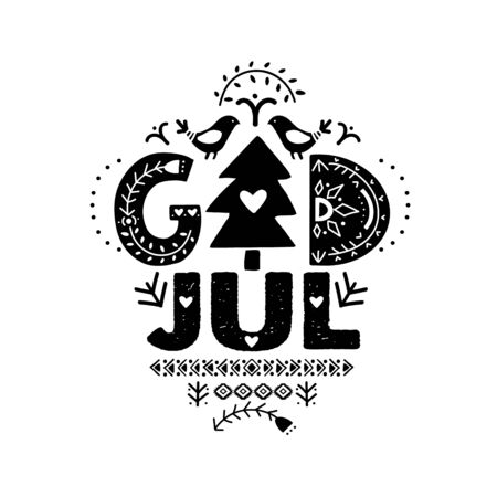 Merry Christmas Calligraphy in Swedish God Julのイラスト素材