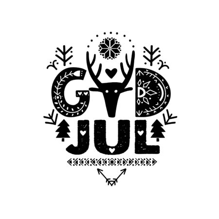 Merry Christmas Calligraphy in Swedish God Julのイラスト素材