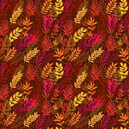 Autumn Floral seamless pattern with leaves.のイラスト素材