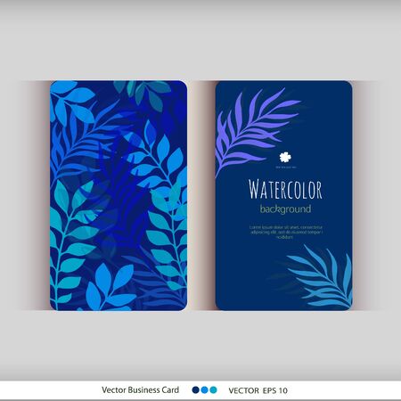Set of blue floral watercolor cards.のイラスト素材