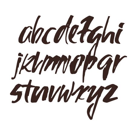 Alphabet letters. Black handwritten font drawnのイラスト素材