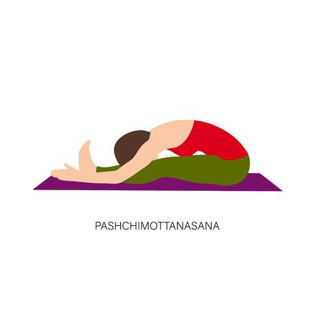 Woman in Pashchimottanasana or Forward lean pose.のイラスト素材