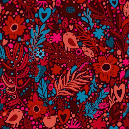 Floral seamless pattern with leaves. Seamless pattern can be used for wallpaper, pattern fills, web page background, surface texturesのイラスト素材
