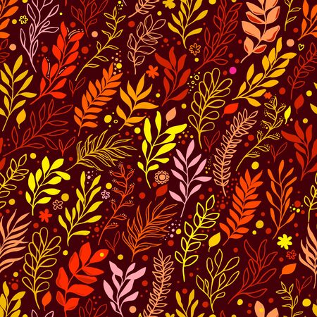 Floral seamless pattern with leaves. Seamless pattern can be used for wallpaper, pattern fills, web page background, surface texturesのイラスト素材
