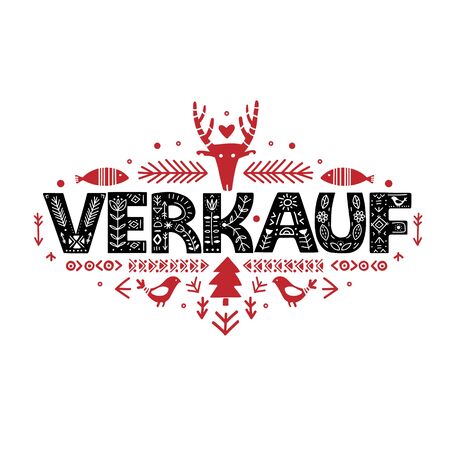 Verkauf in German. Lettering poster Verkauf in ethnic folk style.のイラスト素材