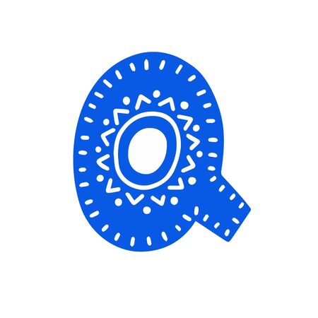 Creative letter Q with folk motives - scandinavianのイラスト素材