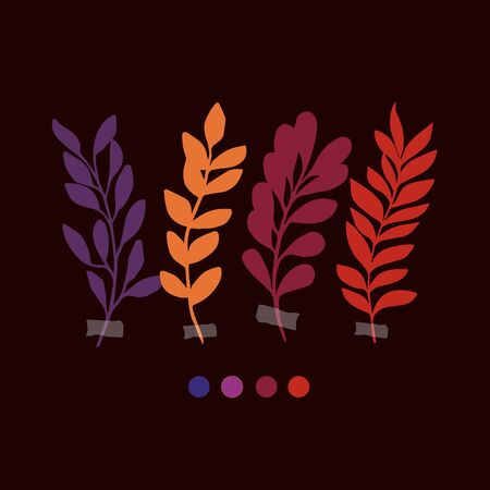 Vector botanic illustrations. Botanical clipart. Set of color branches. Floral Herb Design elements. Perfect for wedding invitations, greeting cards, blogs, posters and moreのイラスト素材