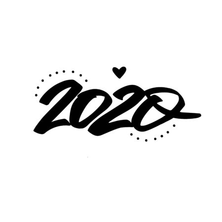 Happy New Year 2020 Lettering. Vector illustrationのイラスト素材