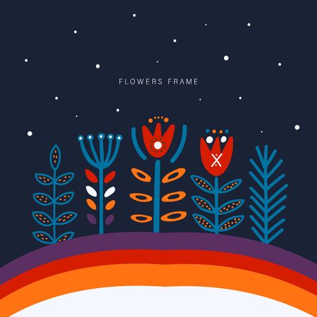 Postcard template with flowers in ethnic style.のイラスト素材