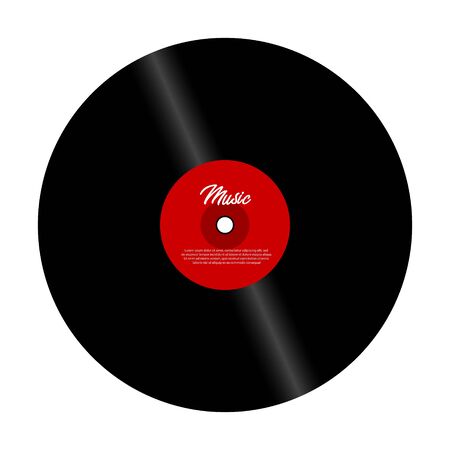 Retro vinyl record with red label. Vectorのイラスト素材