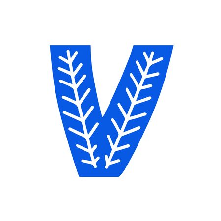 Creative letter V with folk motives - scandinavian. Vector illustration.のイラスト素材