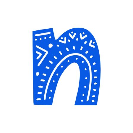Creative letter N with folk motives - scandinavian. Vector illustration.のイラスト素材