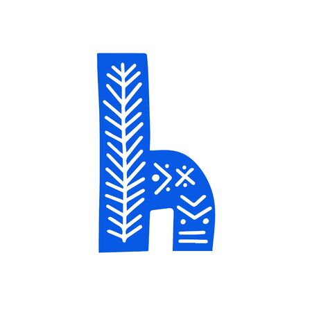 Creative letter H with folk motives - scandinavian. Vector illustration.のイラスト素材