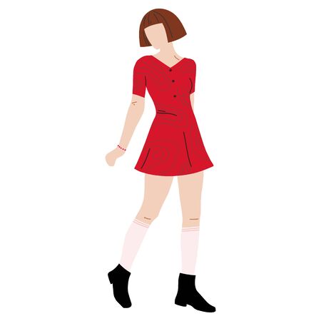 Young Student girl flat vector illustration.のイラスト素材