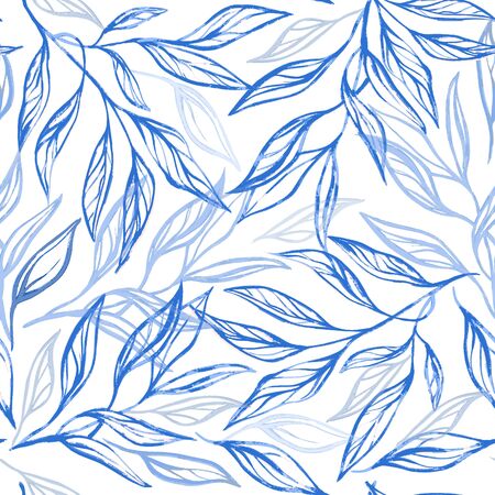 Floral watercolor texture pattern with branchのイラスト素材