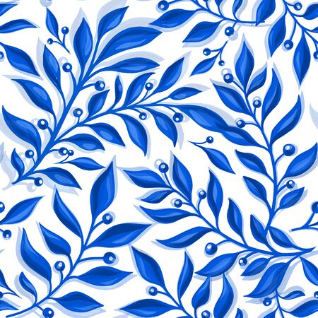 Floral watercolor texture pattern with branchのイラスト素材