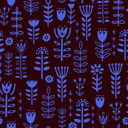 Abstract plants and deer in nordic style seamless pattern.Textile, wallpaper, wrapping paper design ideaのイラスト素材