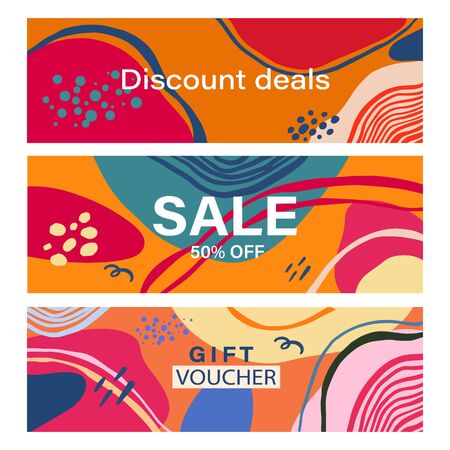 Sale header or banner with space for text on abstract colorful background. Good for website, social media, email, print, ads design and promotional material. Elegant sale and discount promo backgroundのイラスト素材