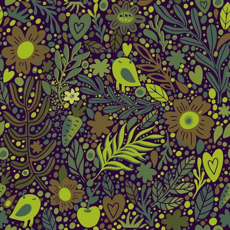 Floral seamless pattern with leaves. Seamless pattern can be used for wallpaper, pattern fills, web page background, surface texturesのイラスト素材