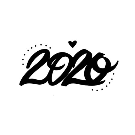 Happy New Year 2020 Lettering. Vector illustrationのイラスト素材