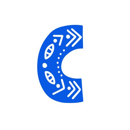 Creative letter A with folk motives - scandinavian. Vector illustration.のイラスト素材
