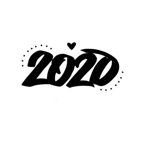 Happy New Year 2020 Lettering. Vector illustrationのイラスト素材