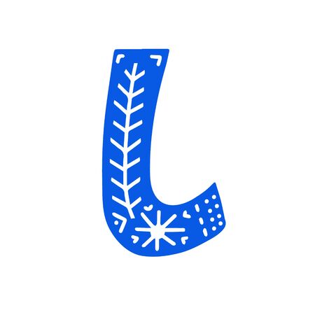 Creative letter L with folk motives - scandinavian. Vector illustration.のイラスト素材