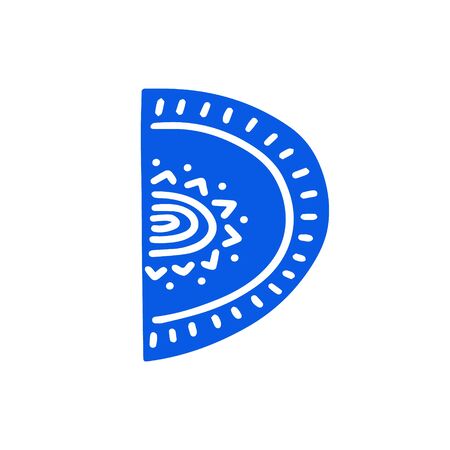Creative letter D with folk motives - scandinavian. Vector illustration.のイラスト素材