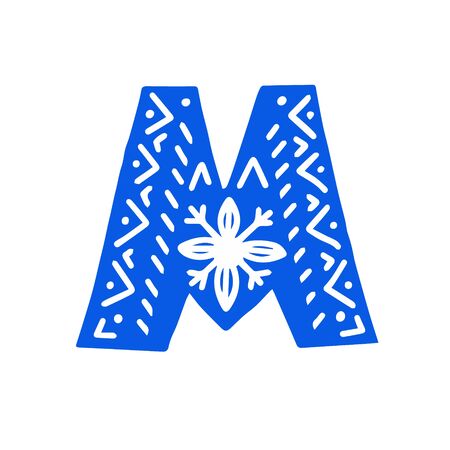 Creative letter M with folk motives - scandinavian. Vector illustration.のイラスト素材