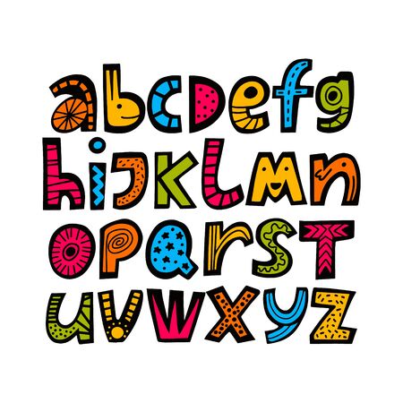 Kids font in the cartoon style, alphabet.のイラスト素材
