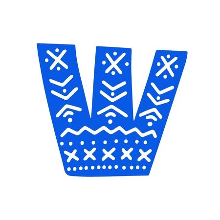 Creative letter W with folk motives - scandinavianのイラスト素材