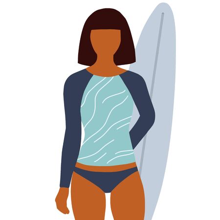 Girl surfer on flat style.のイラスト素材