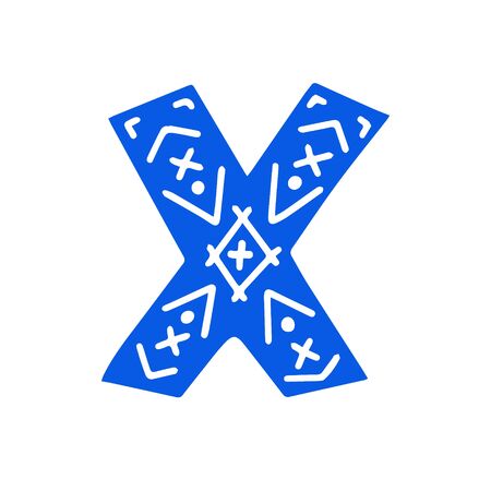 Creative letter X with folk motives - scandinavianのイラスト素材