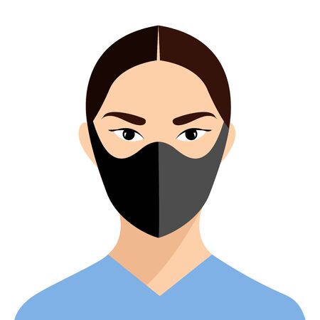 Girl in medical face mask. Concept coronavirus.のイラスト素材