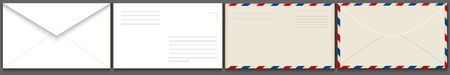 Set of white paper envelope and airmail envelopeのイラスト素材